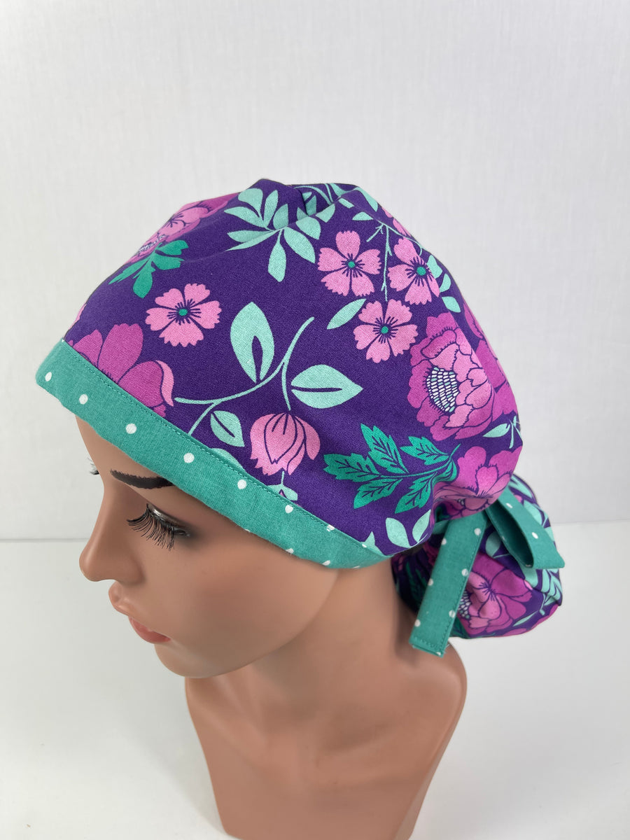 Floral Purple Ponytail Hat