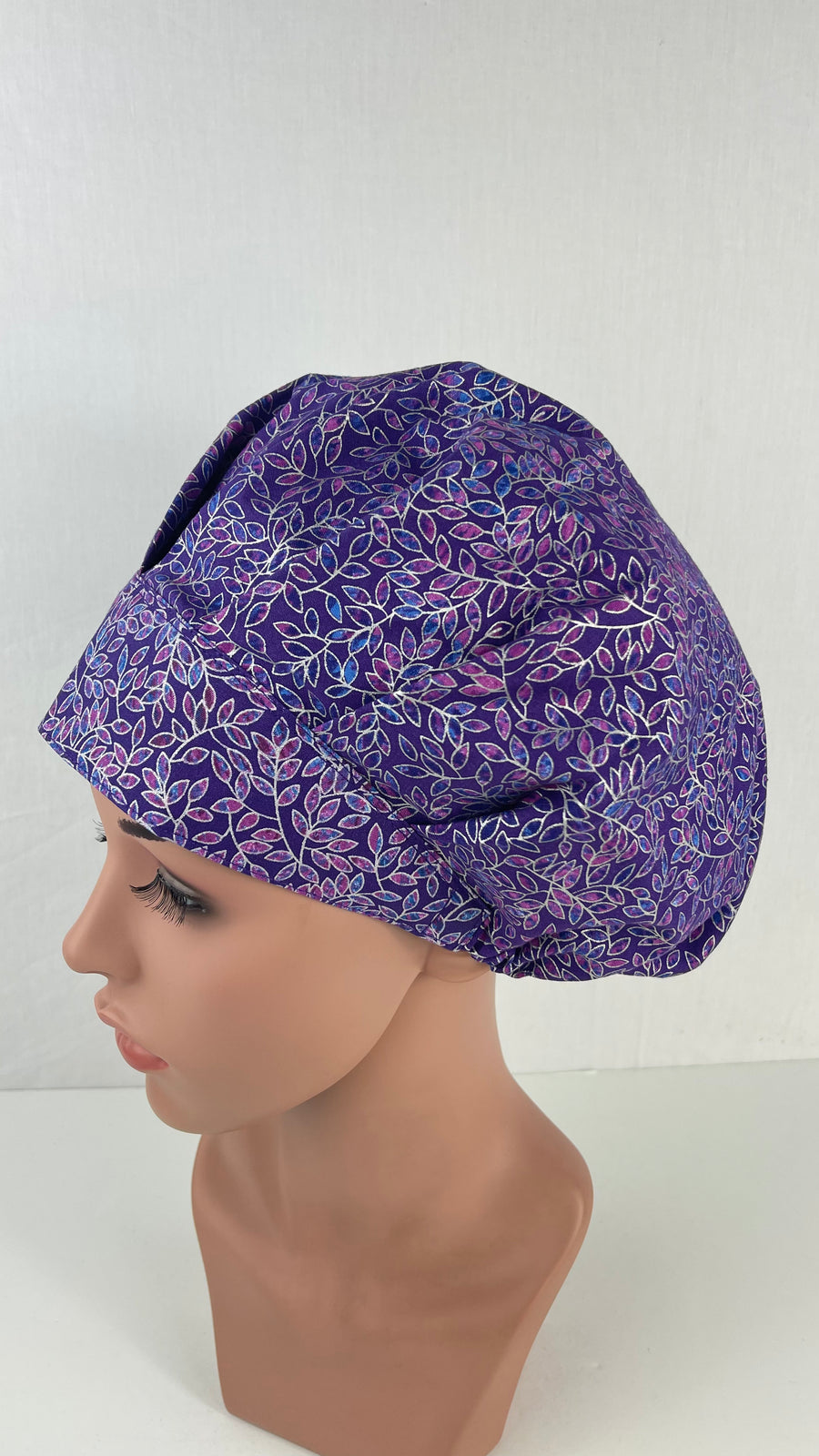 Purple Metallic Vines Bouffant Scrub Hat