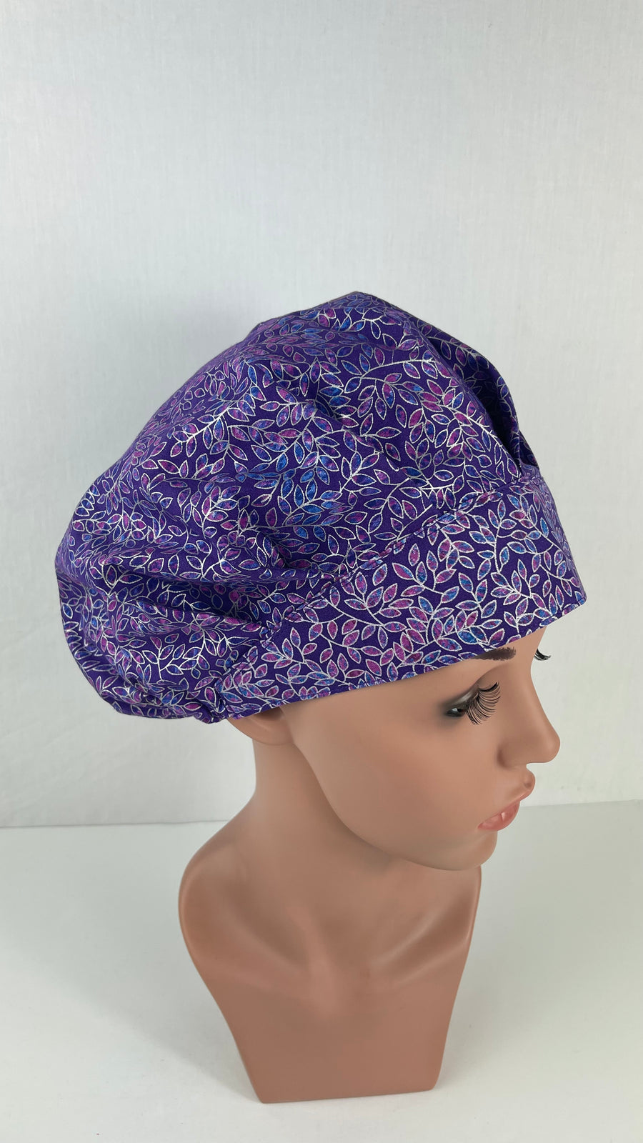 Purple Metallic Vines Bouffant Scrub Hat