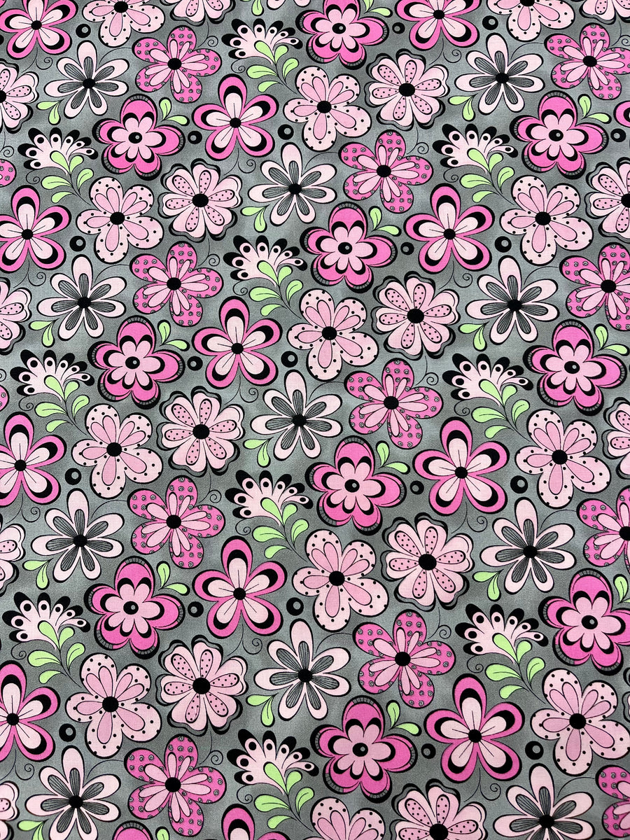 Floral on Grey