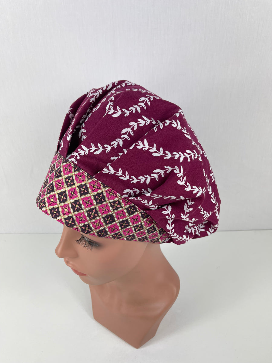 Vines Burgundy Bouffant Hat