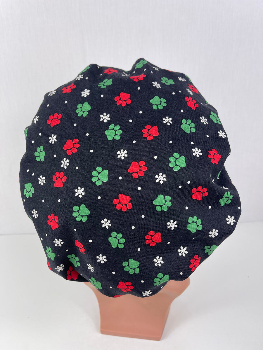 Christmas Paws Bouffant Scrub Hat