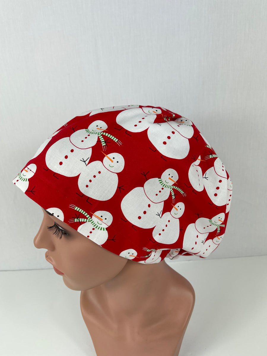 Christmas Snowman on Red Euro Cap