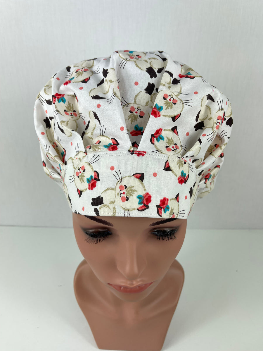 Kittens on White Bouffant Hat