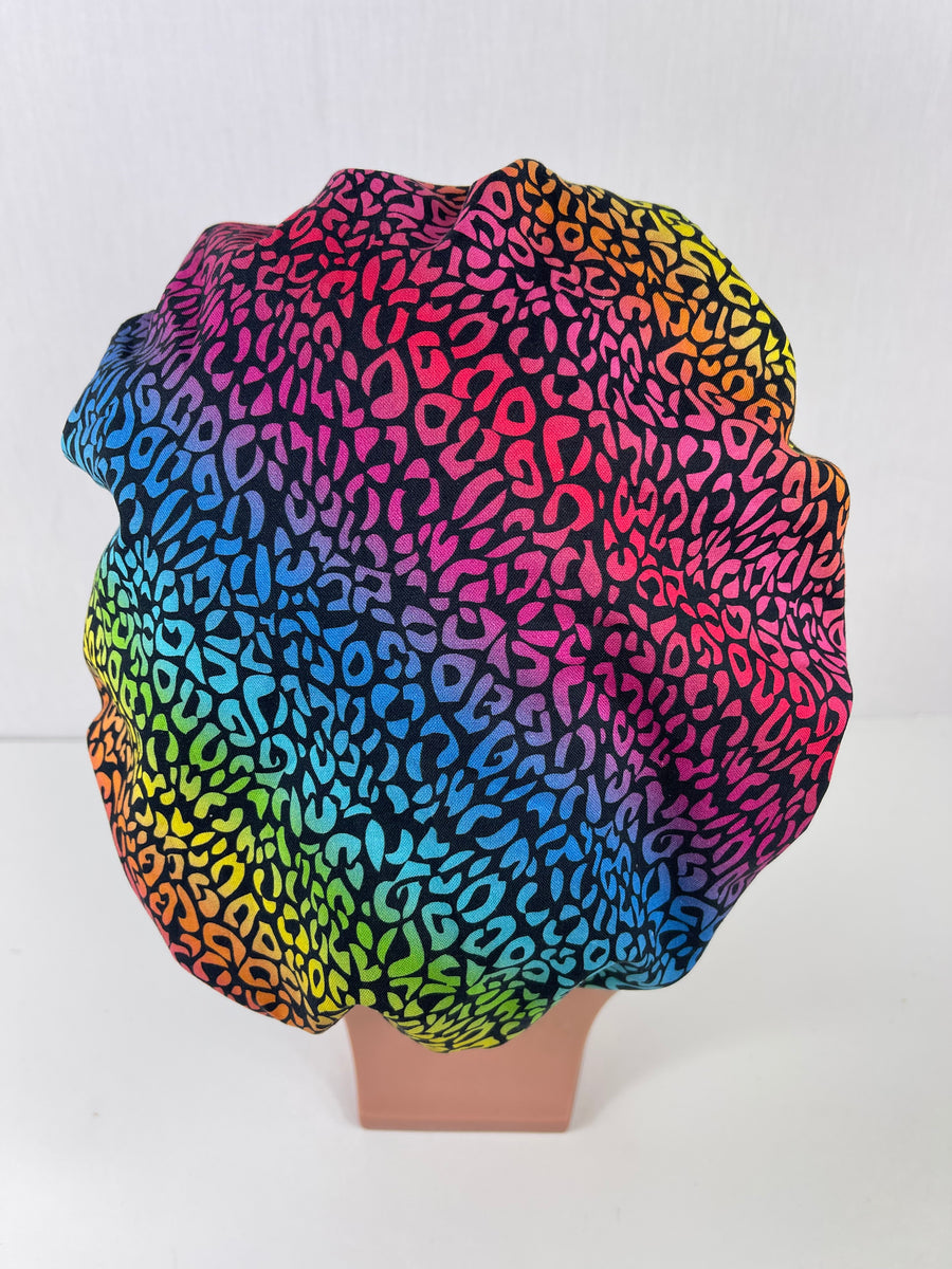 Rainbow Cheetah Bouffant Hat