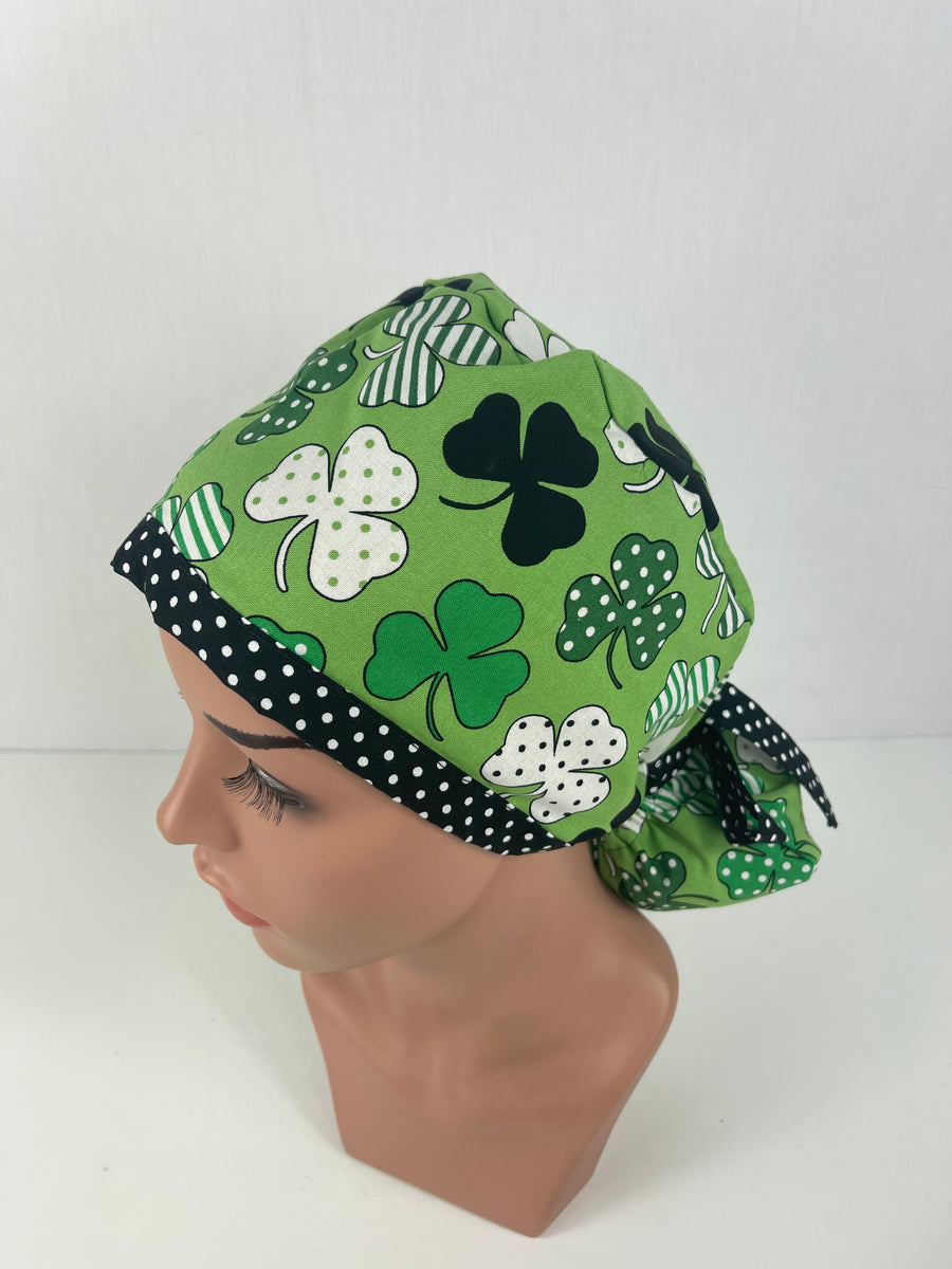 Polka Dot Shamrock Ponytail Hat