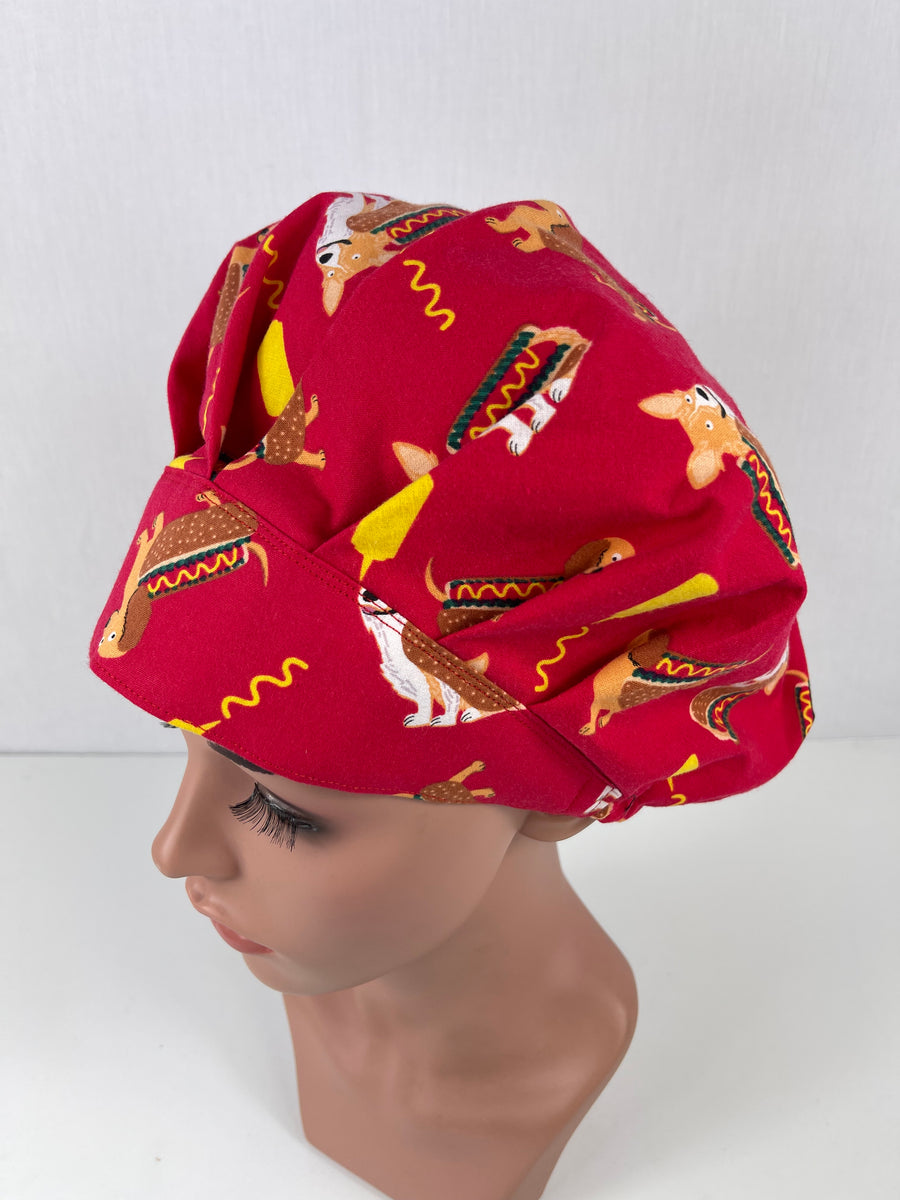 Hot Dogs Bouffant Scrub Hat