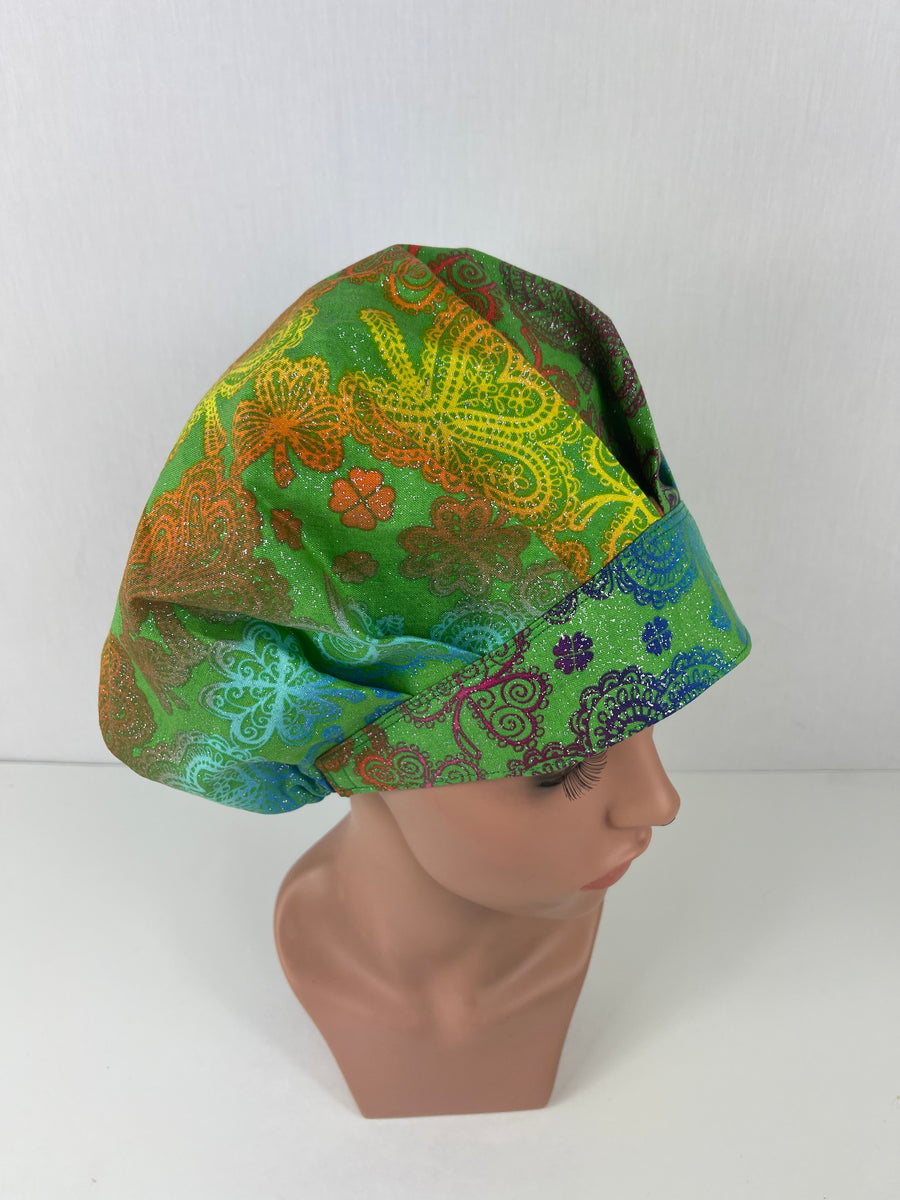 Saint Patrick’s Multicolor Sparkling Bouffant Scrub Hat