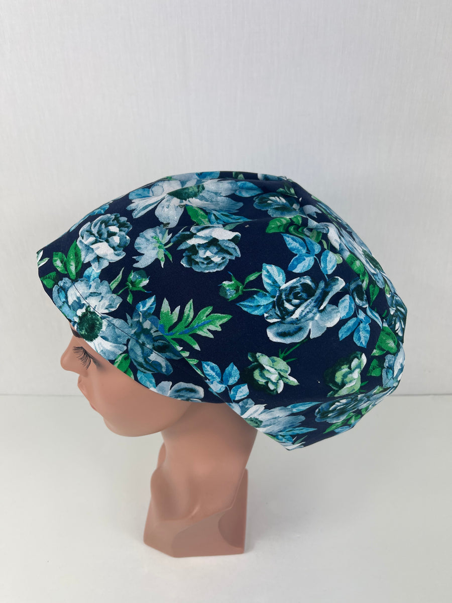Floral Navy Blue Euro Cap