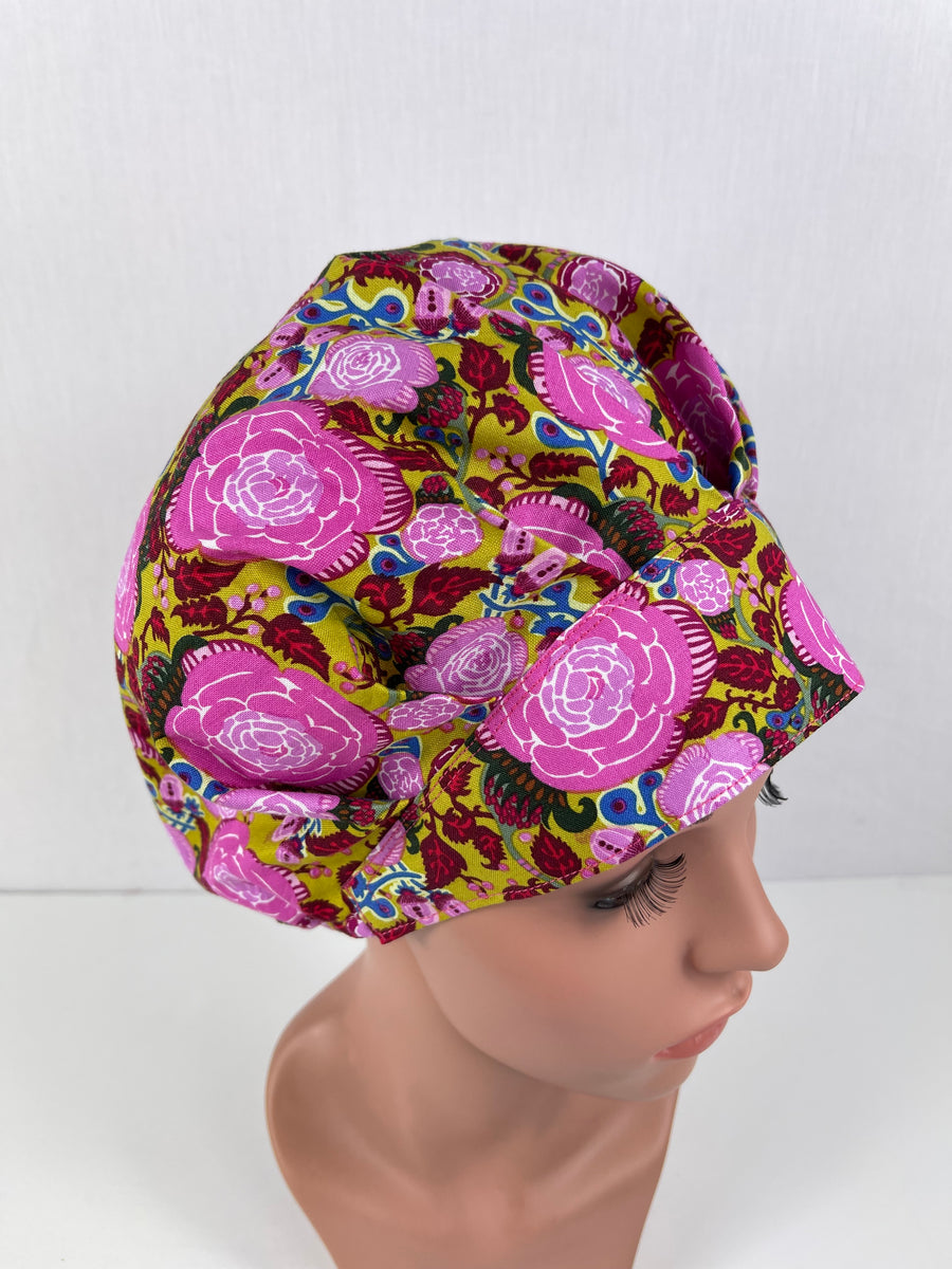 Floral  Bouffant Scrub Hat