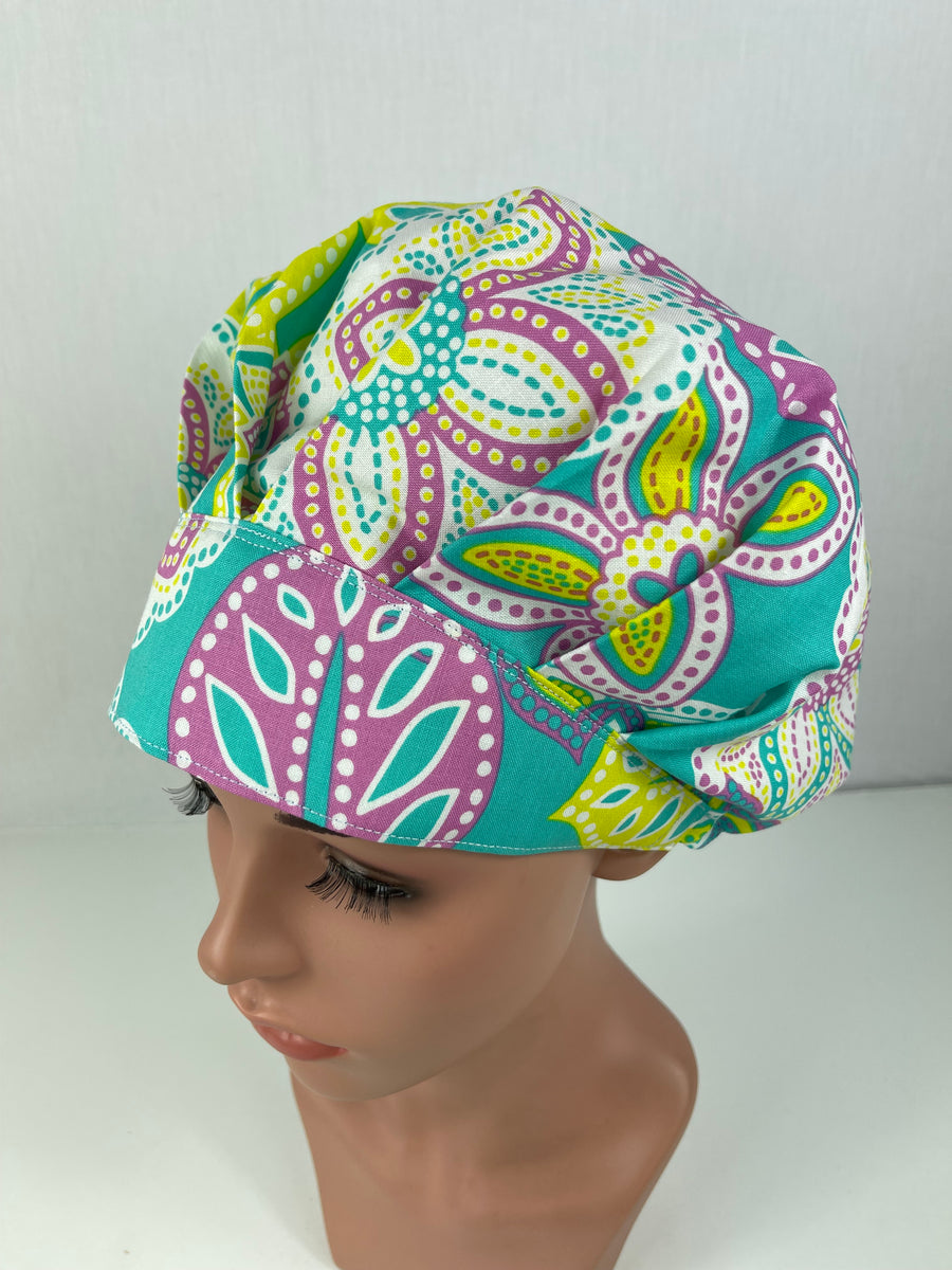 Floral Bouffant Scrub Hat