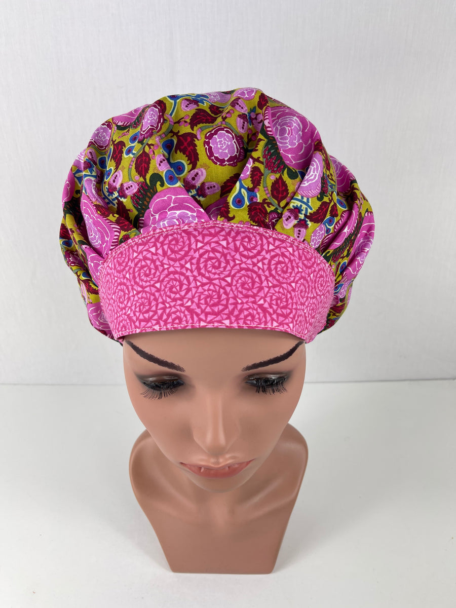 Floral  Bouffant Scrub Hat