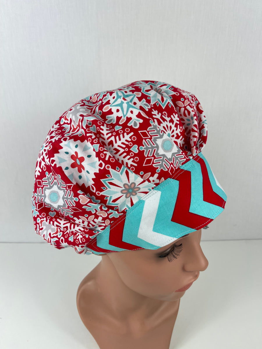 Snow Flakes Art Bouffant Scrub Hat