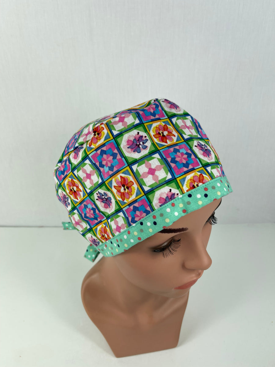 Floral in a Row Pixie Cap