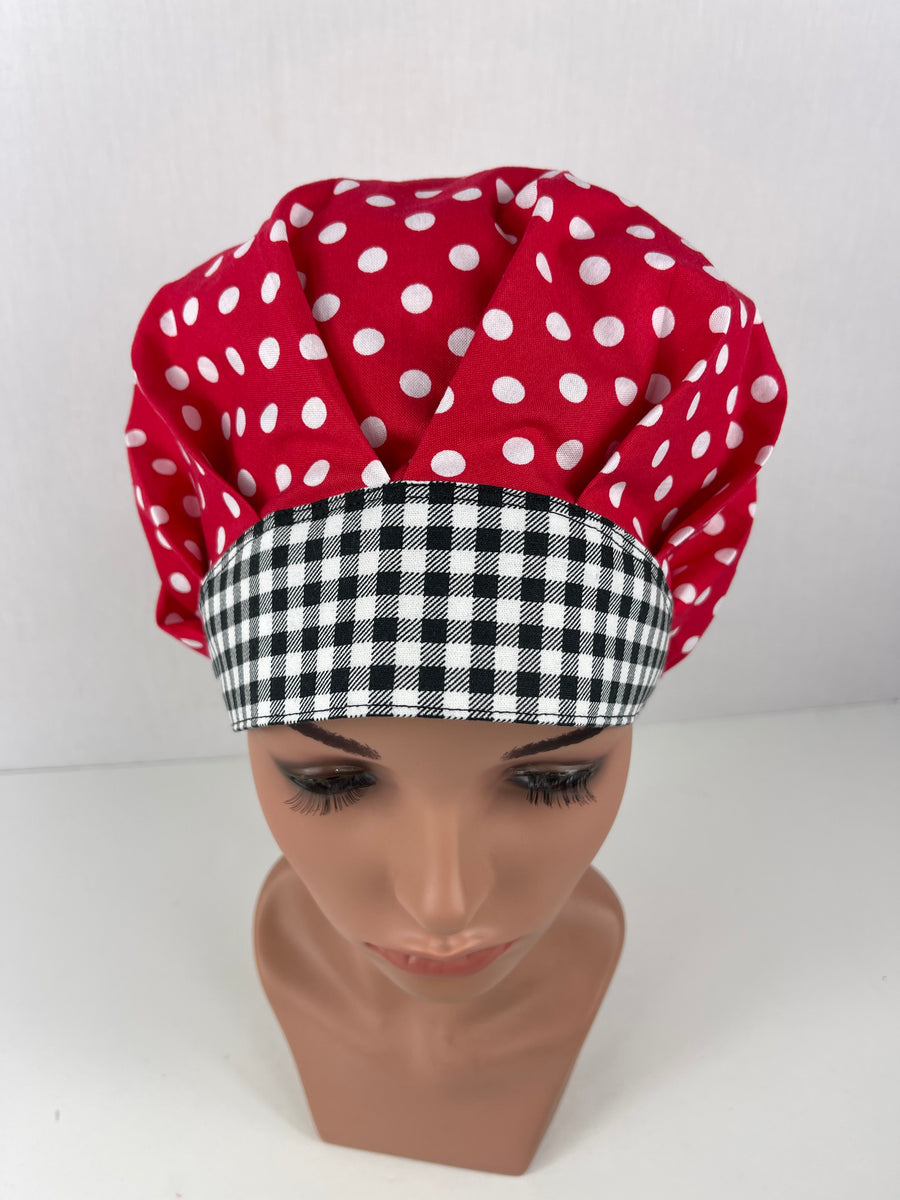 Red Polka Dots Bouffant Hat