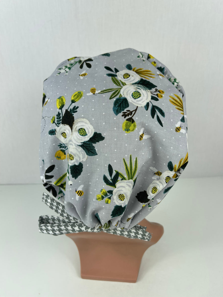 Floral on Grey Pixie Cap