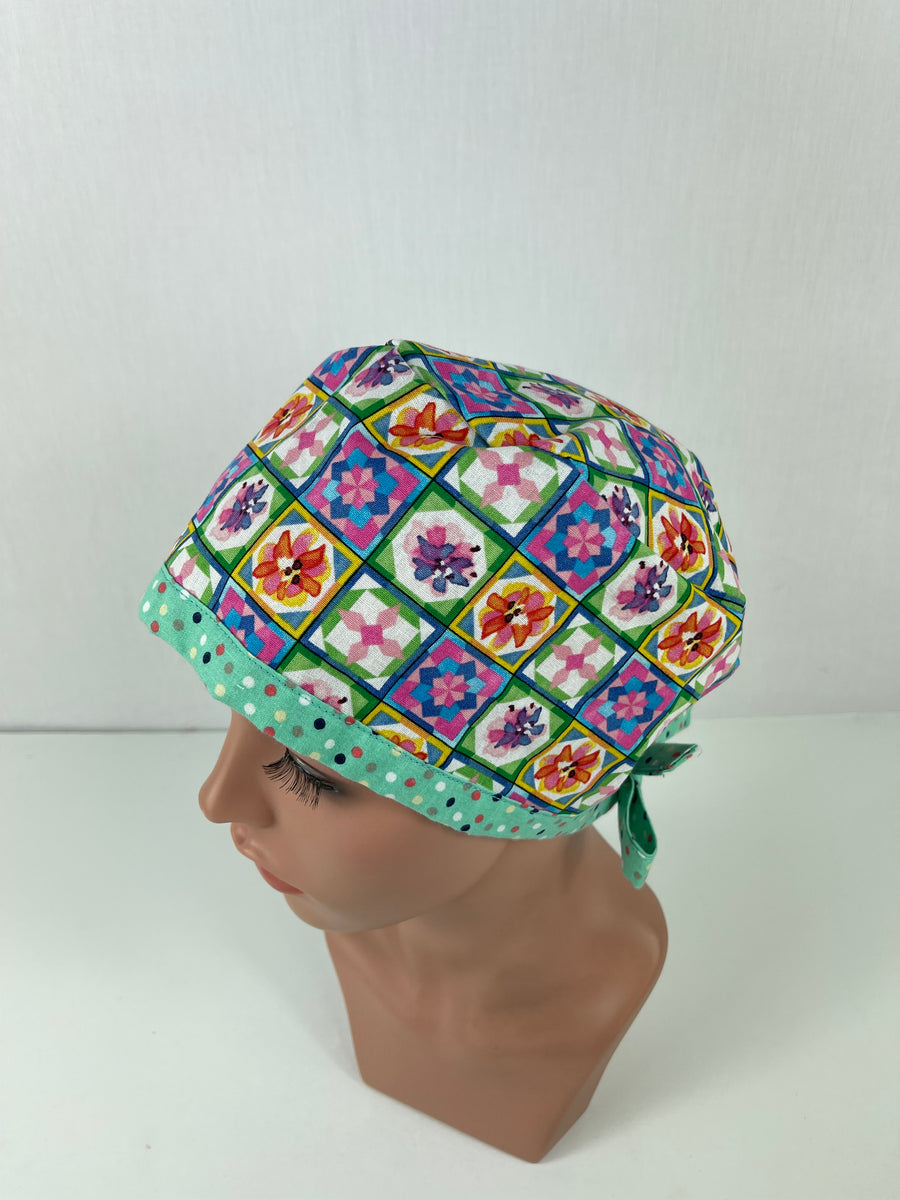 Floral in a Row Pixie Cap