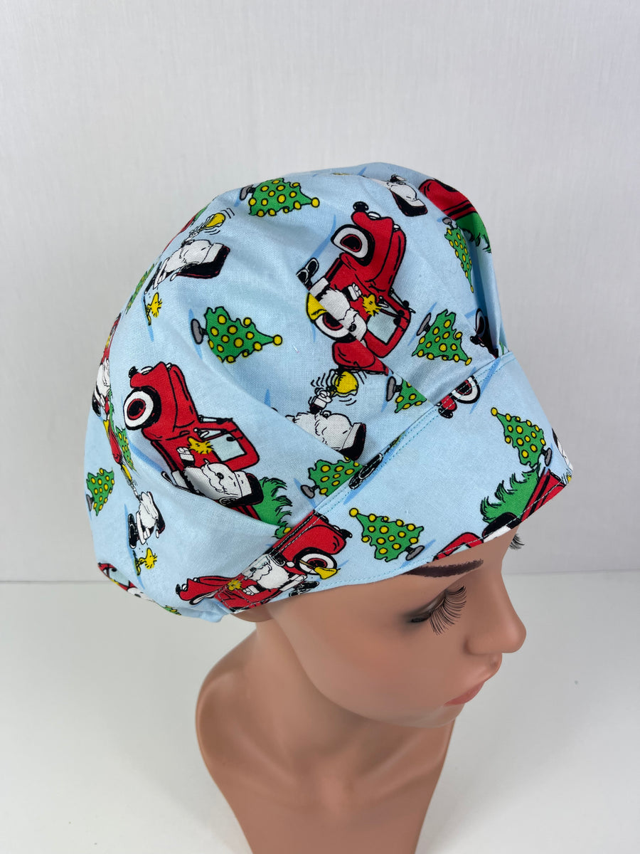 Christmas Charlie Brown Bouffant Scrub Hat