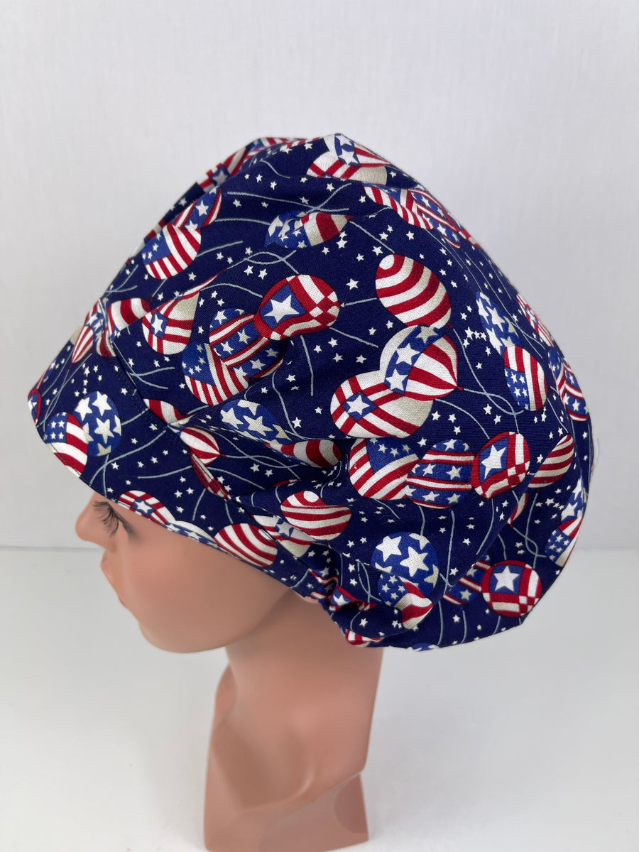 Patriotic Balloons Bouffant Scrub