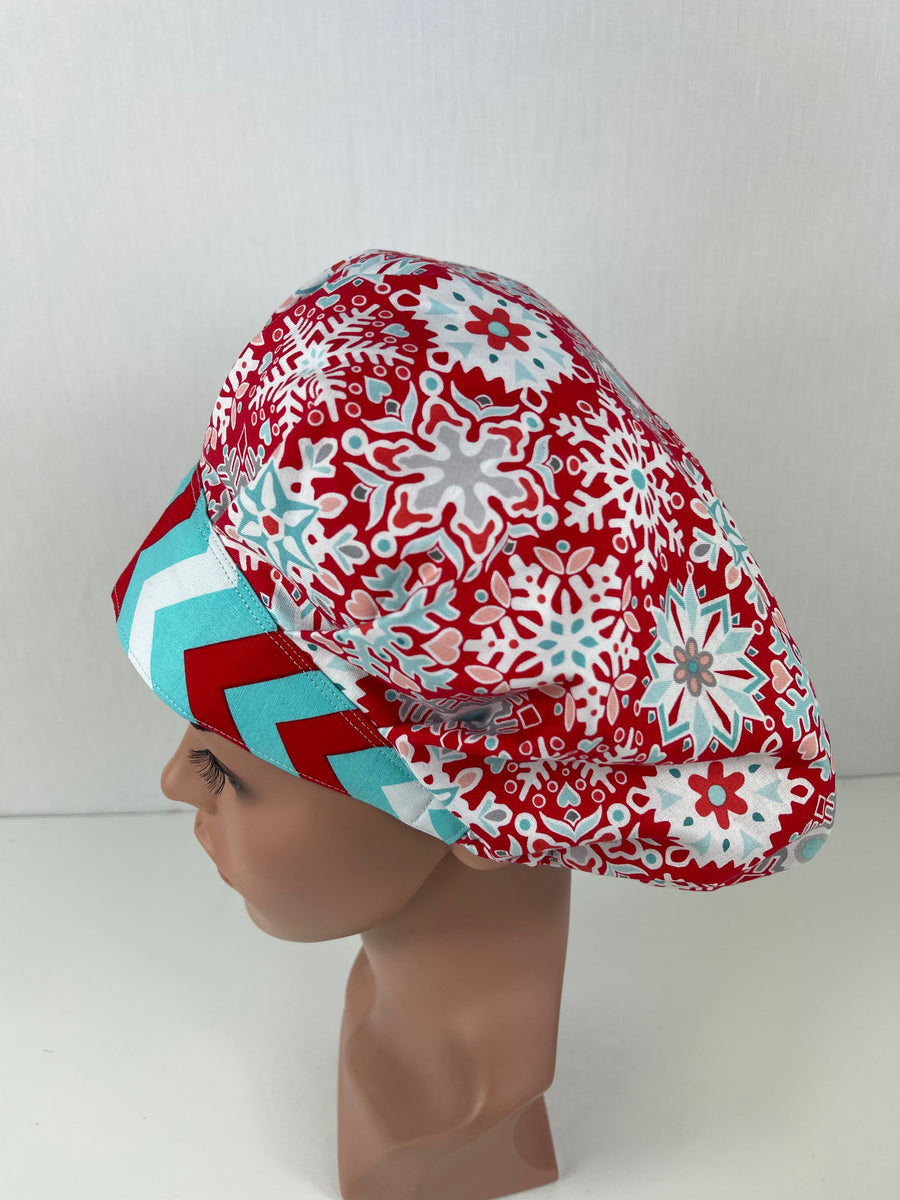 Snow Flakes Art Bouffant Scrub Hat