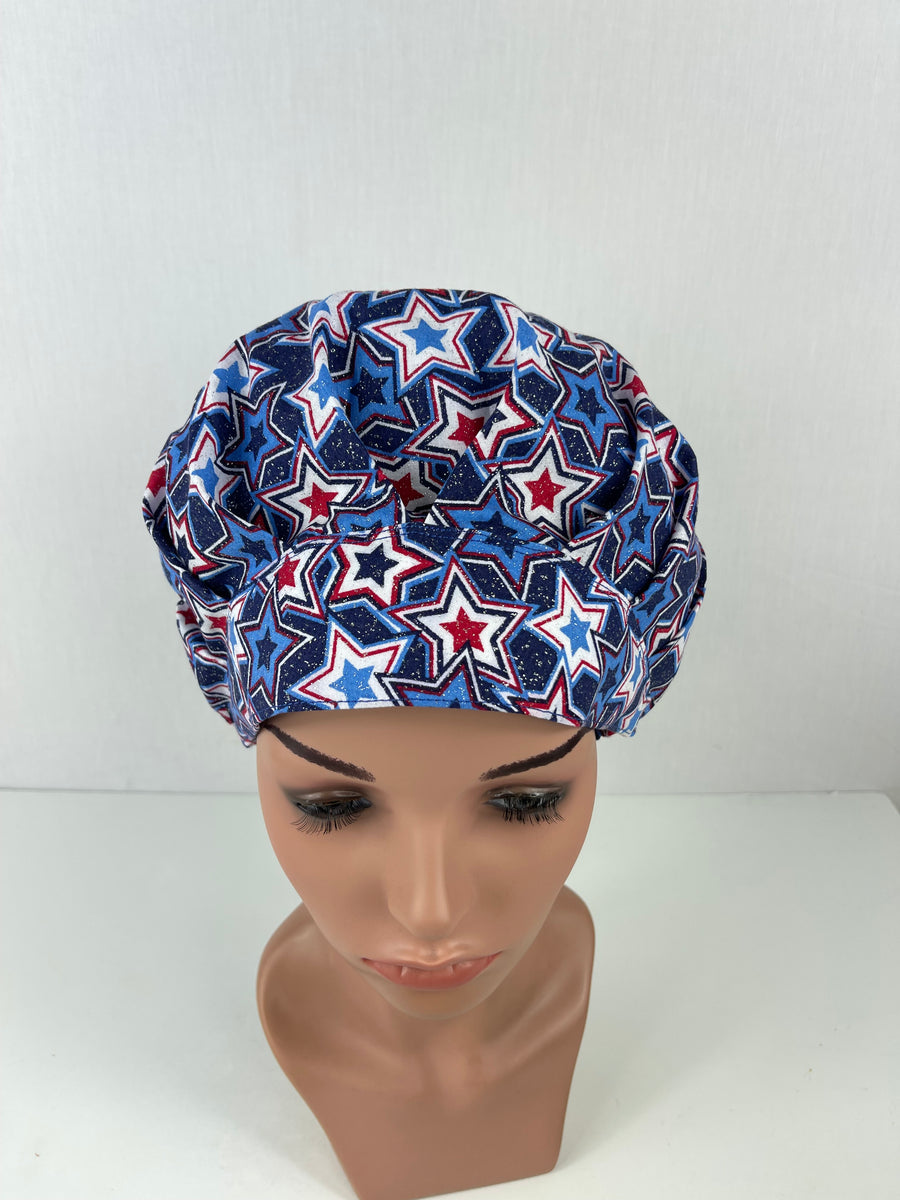 Patriotic Star in a Star Bouffant Scrub