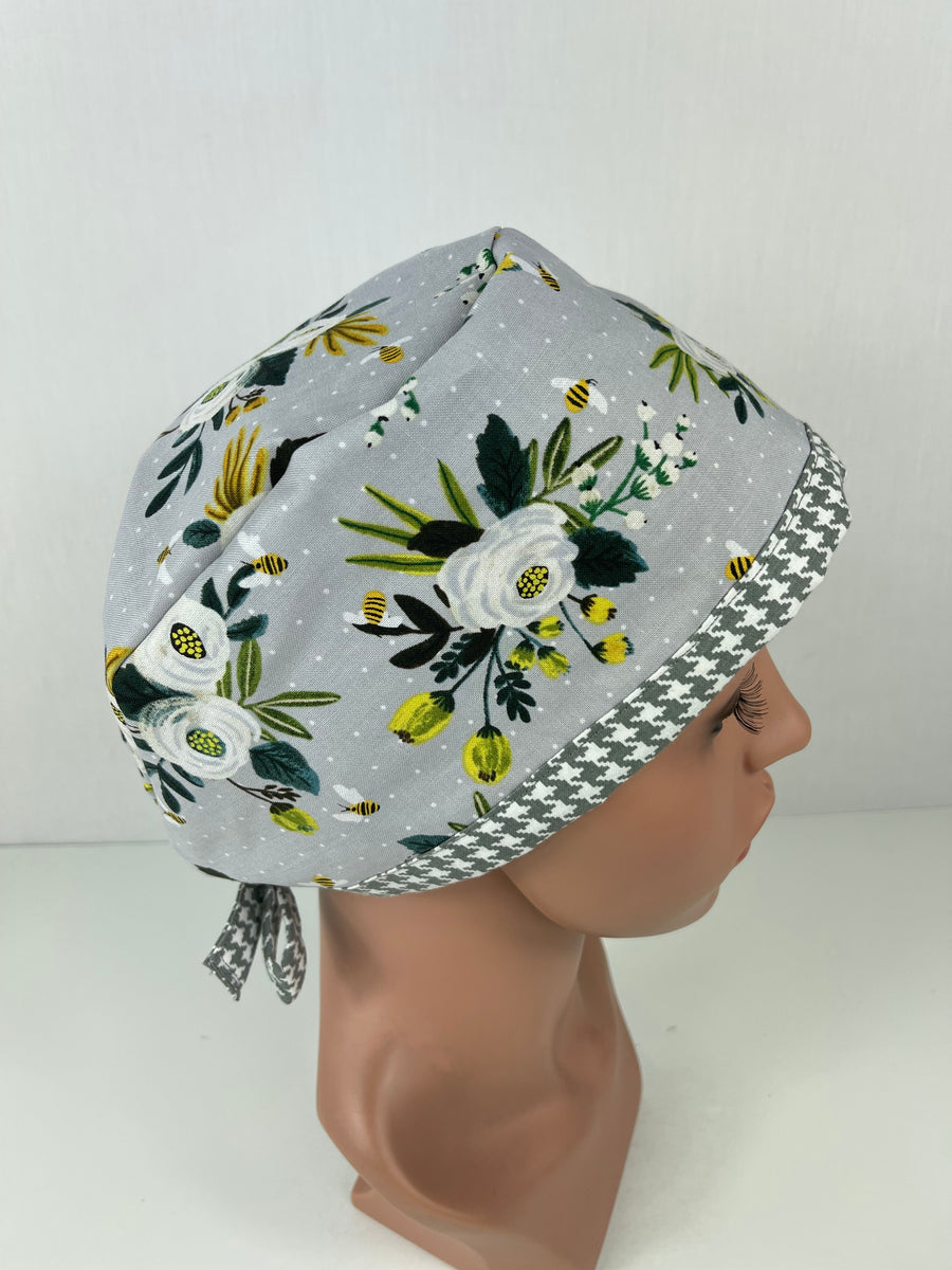 Floral on Grey Pixie Cap