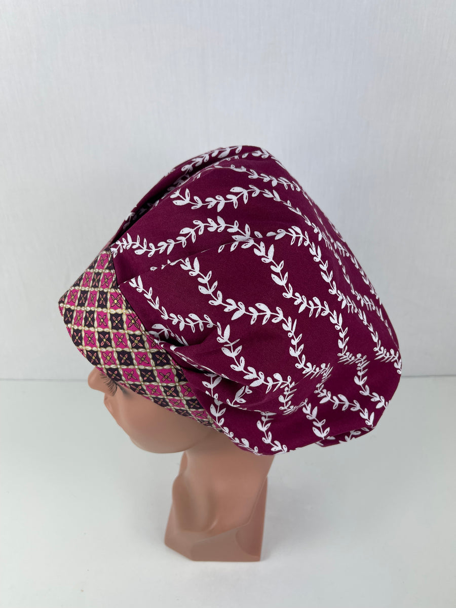 Vines Burgundy Bouffant Hat