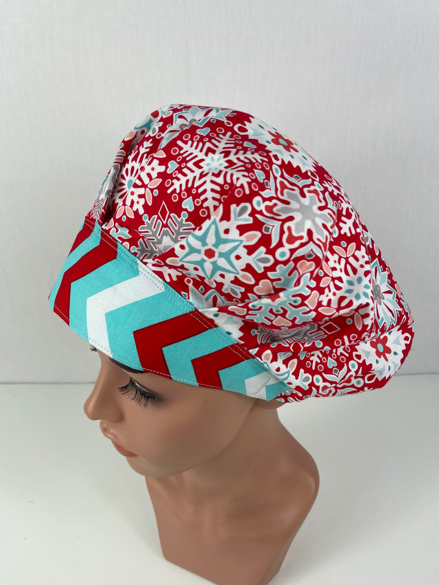 Snow Flakes Art Bouffant Scrub Hat