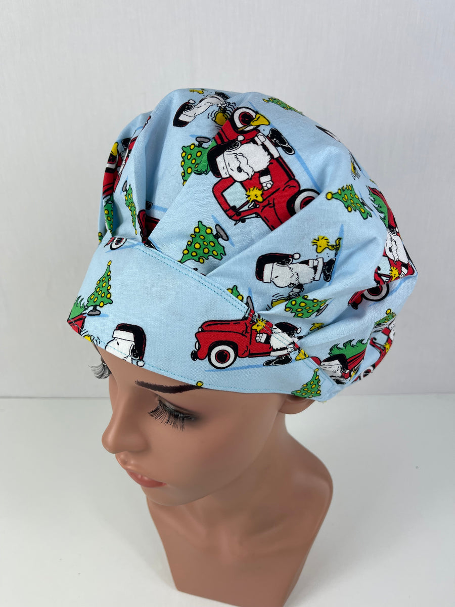 Christmas Charlie Brown Bouffant Scrub Hat