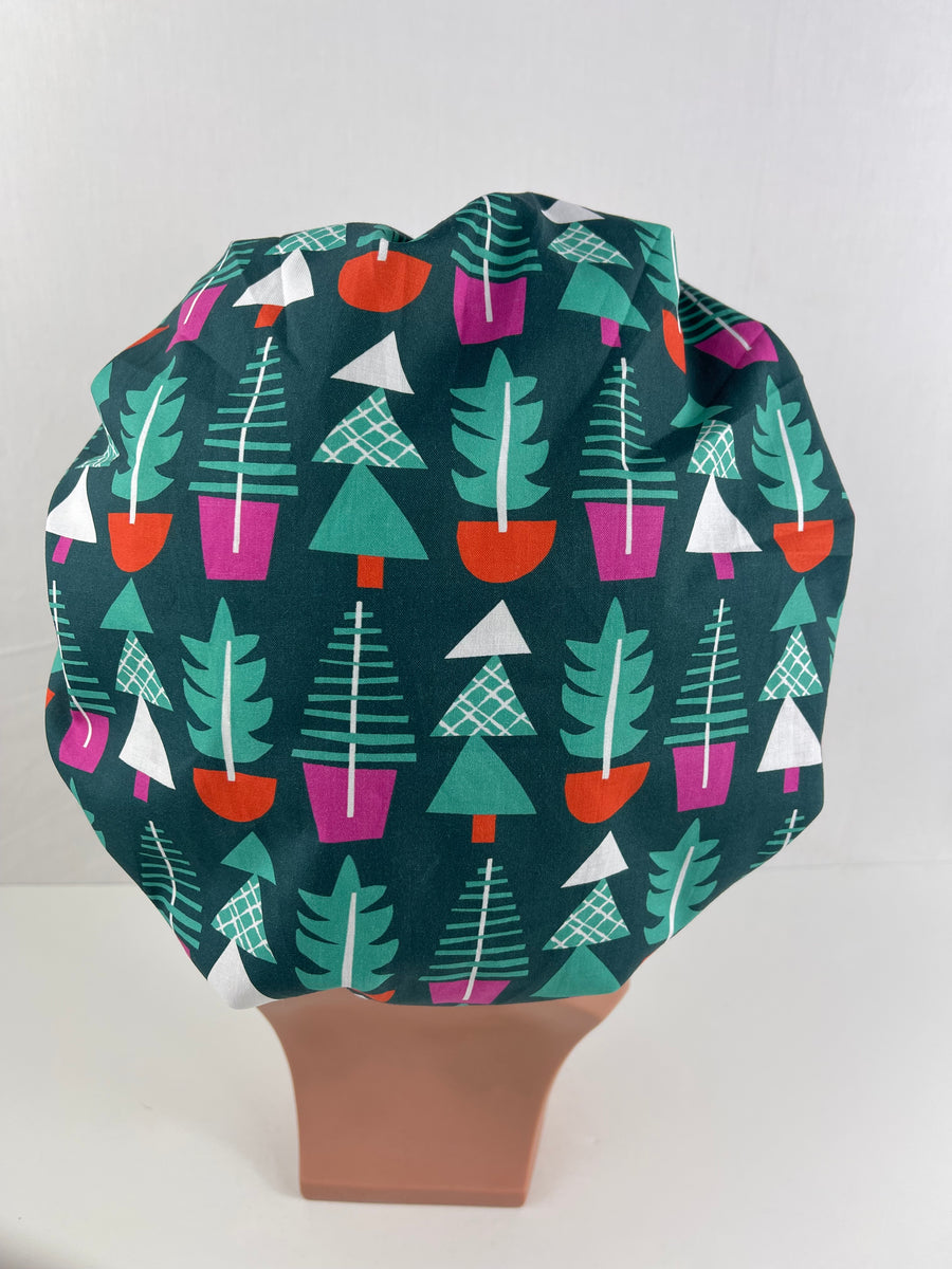 Christmas Paint Brush Bouffant Scrub Hat