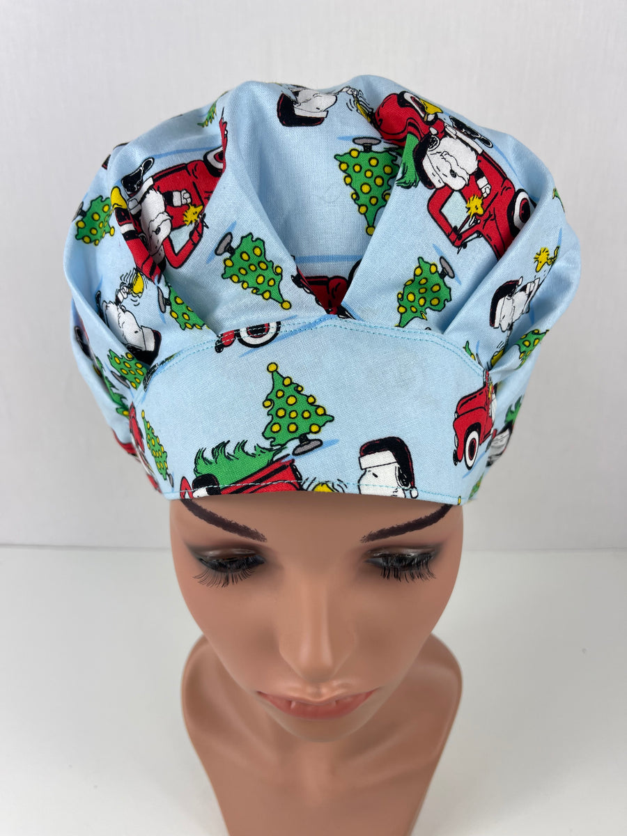 Christmas Charlie Brown Bouffant Scrub Hat