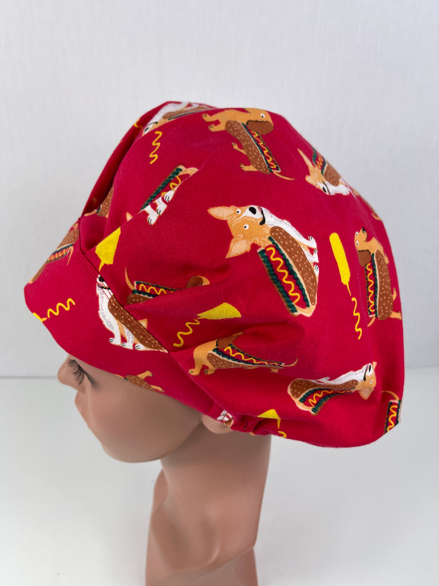 Hot Dogs Bouffant Scrub Hat