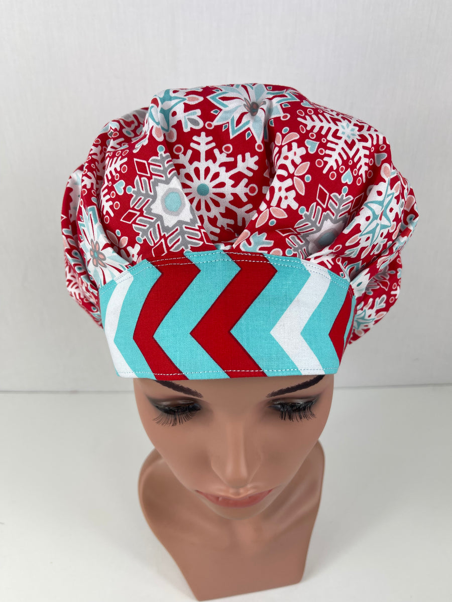 Snow Flakes Art Bouffant Scrub Hat