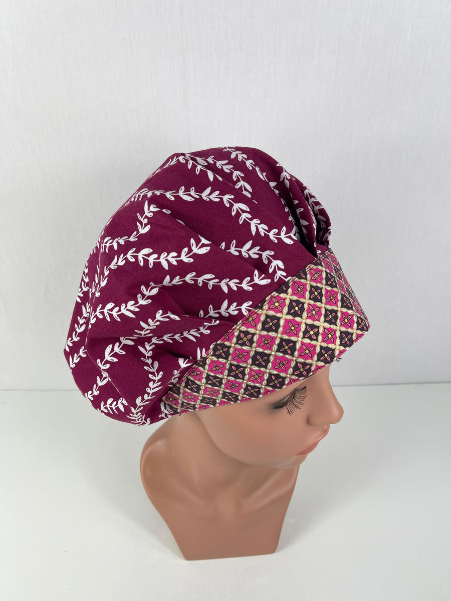 Vines Burgundy Bouffant Hat