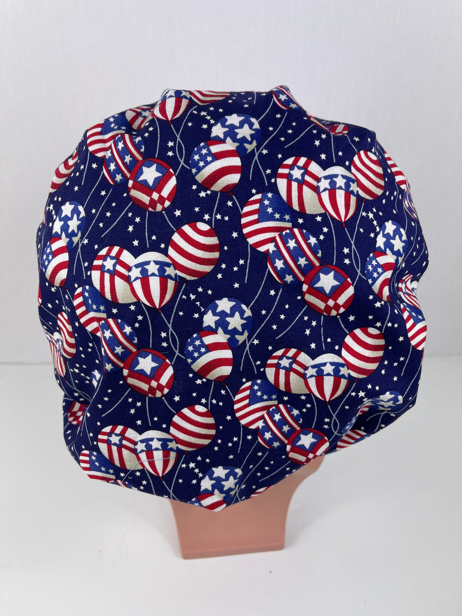 Patriotic Balloons Bouffant Scrub