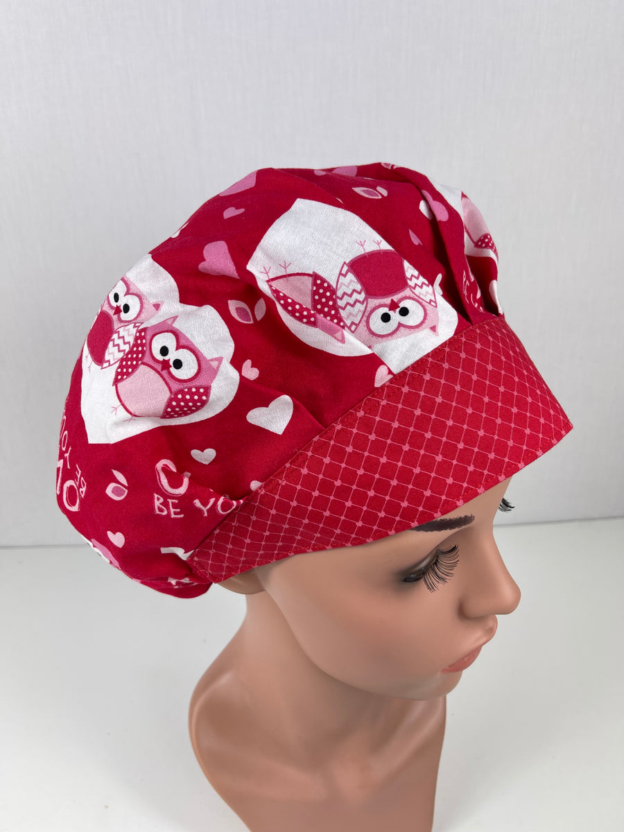 Owl be Yours Valentine Bouffant Scrub Hat