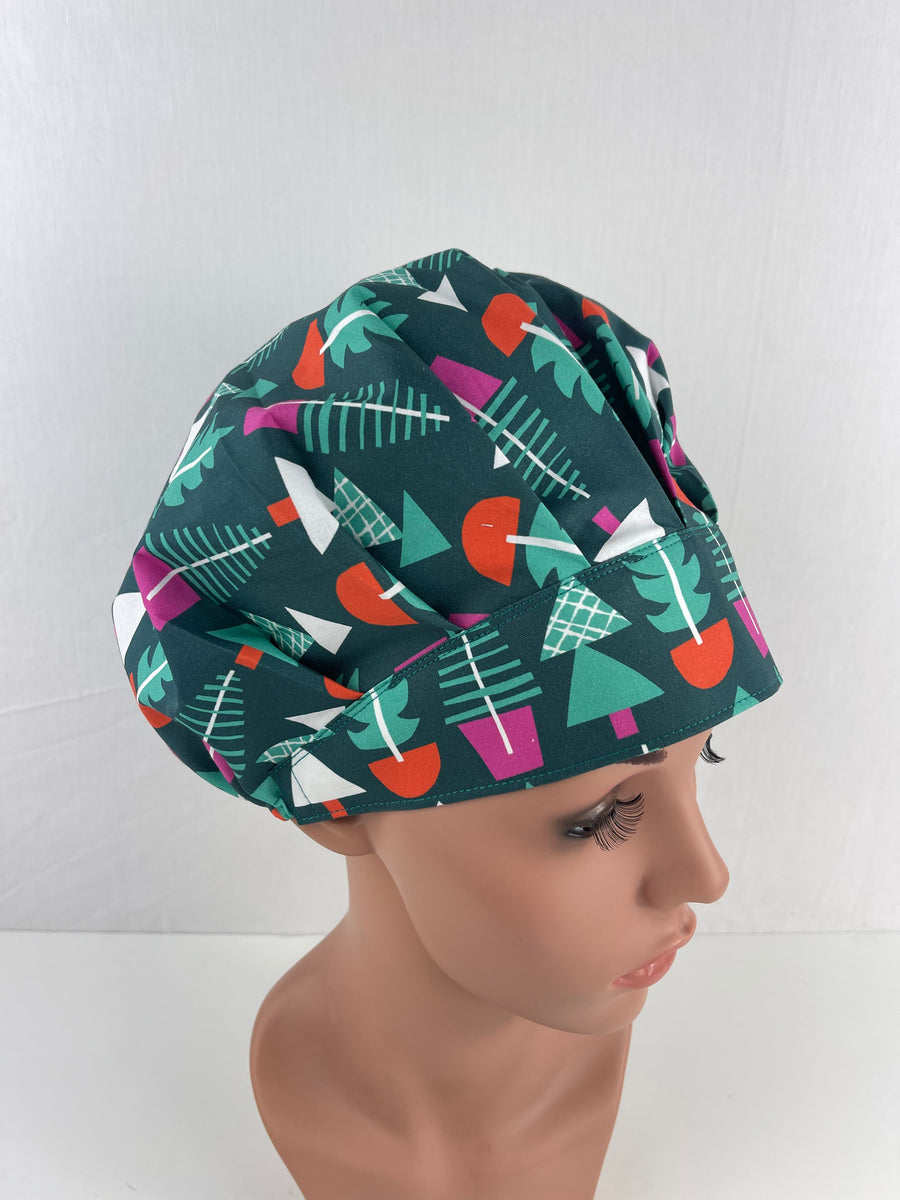 Christmas Paint Brush Bouffant Scrub Hat