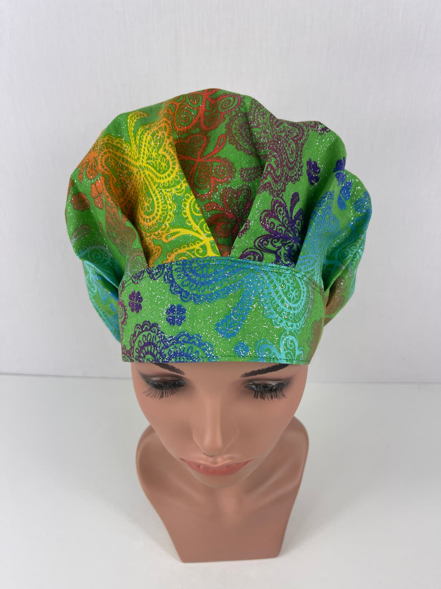 Saint Patrick’s Multicolor Sparkling Bouffant Scrub Hat