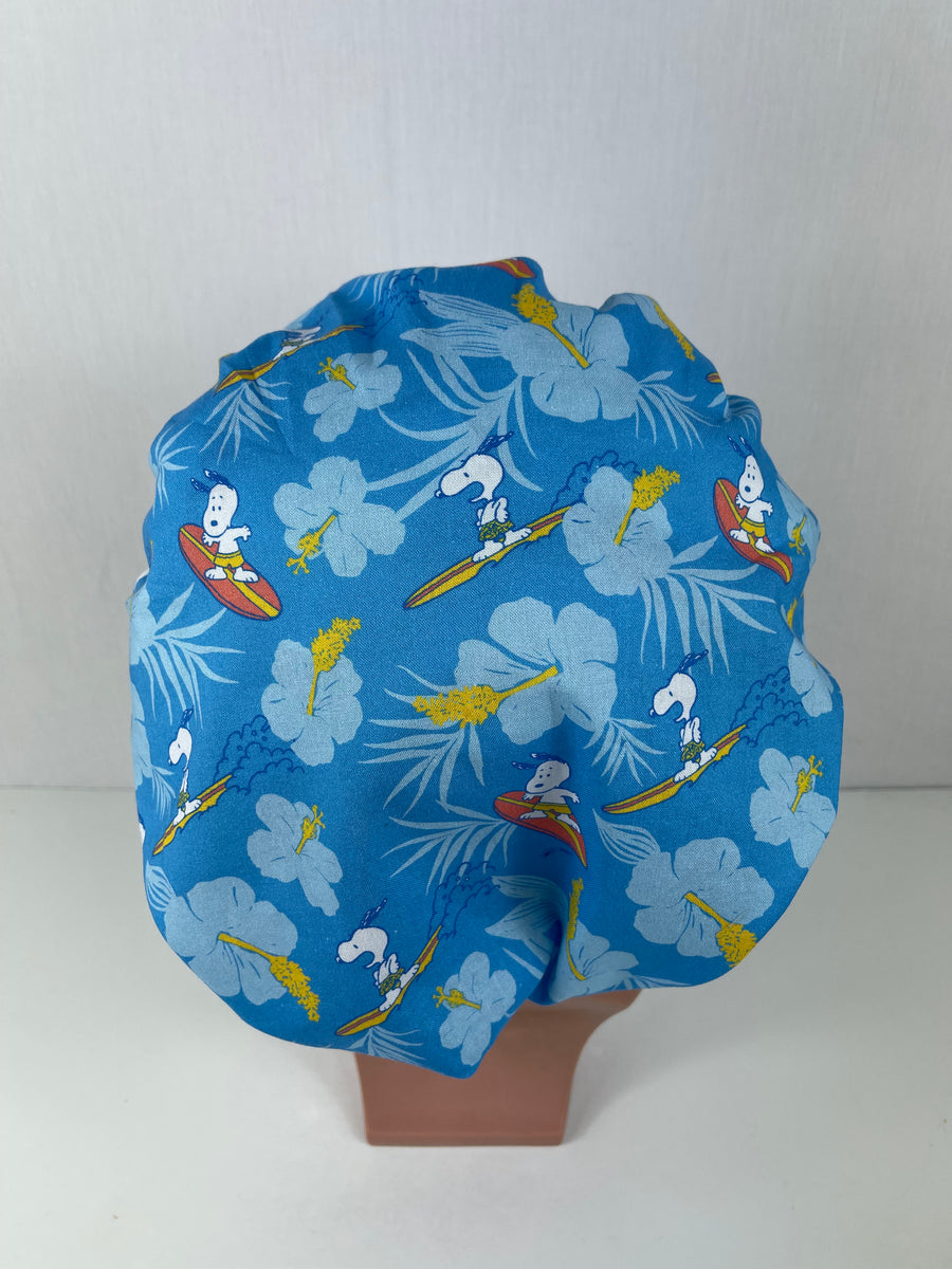 Snoopy Surfing Bouffant Scrub Hat