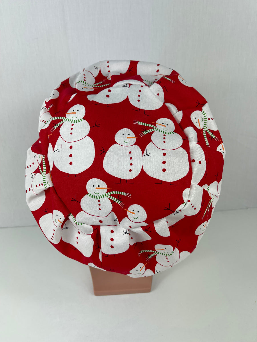 Christmas Snowman on Red Euro Cap