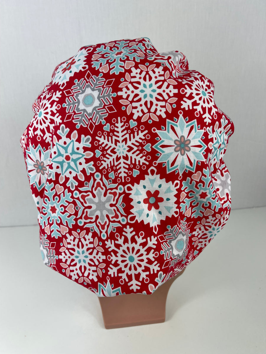 Snow Flakes Art Bouffant Scrub Hat