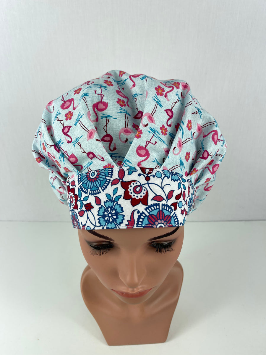 Pink Flamingo Bouffant Scrub Hat