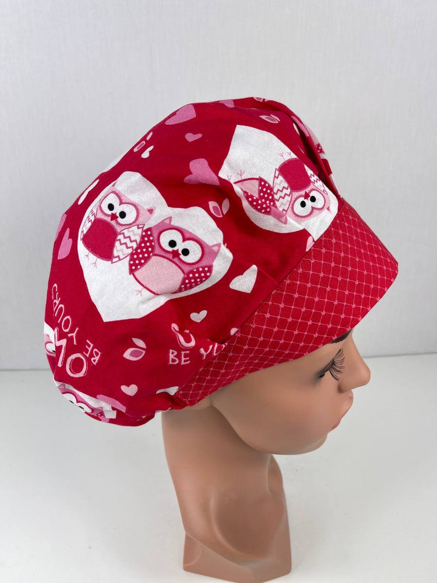 Owl be Yours Valentine Bouffant Scrub Hat