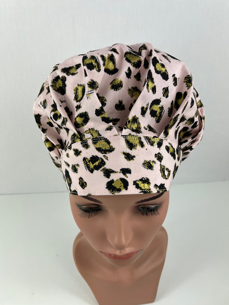 Pink Leopard Skin Bouffant Hat