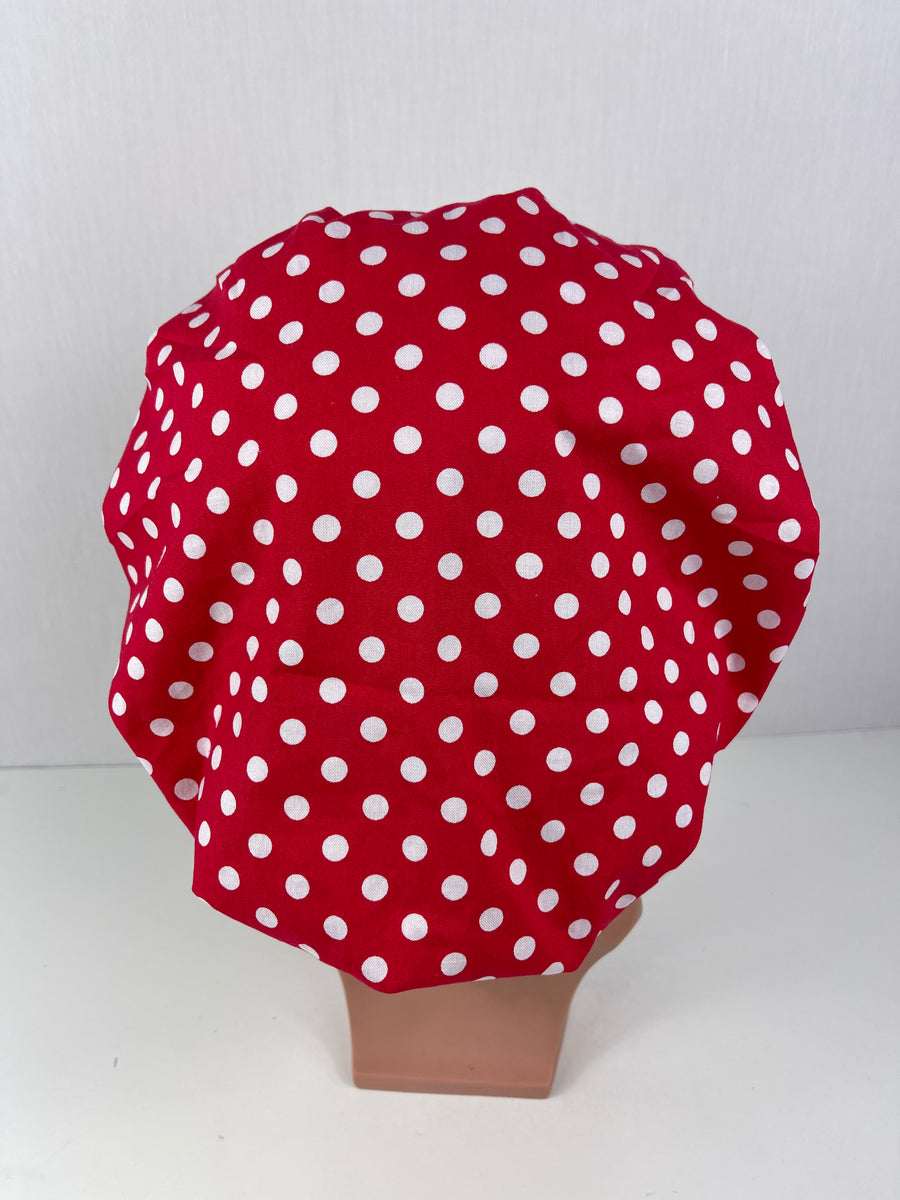 Red Polka Dots Bouffant Hat