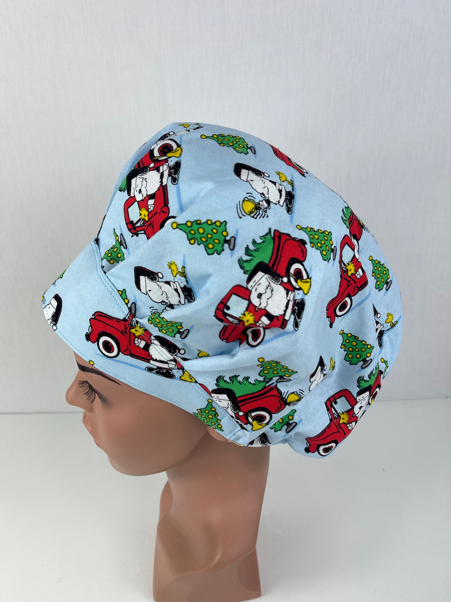 Christmas Charlie Brown Bouffant Scrub Hat