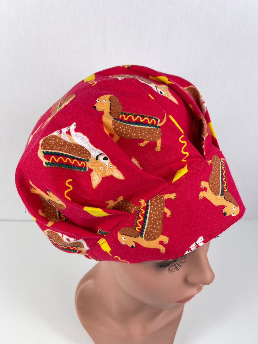 Hot Dogs Bouffant Scrub Hat