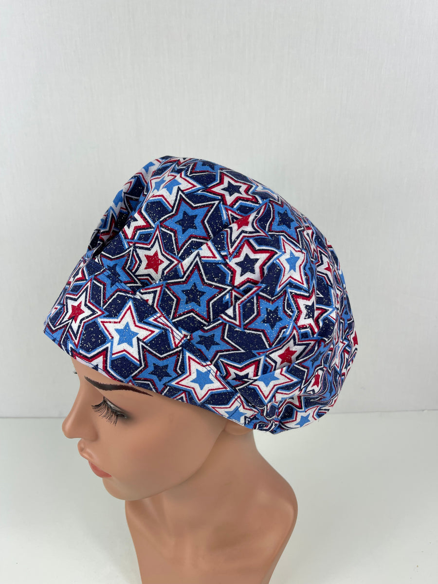 Patriotic Star in a Star Bouffant Scrub