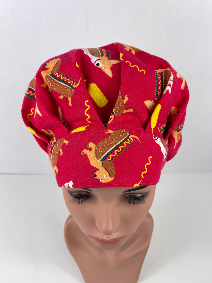 Hot Dogs Bouffant Scrub Hat