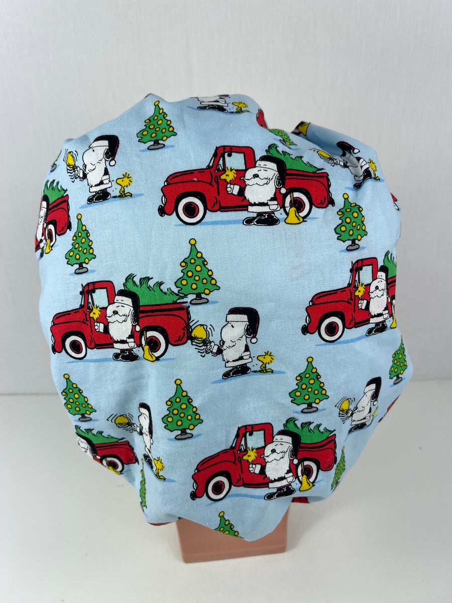 Christmas Charlie Brown Bouffant Scrub Hat